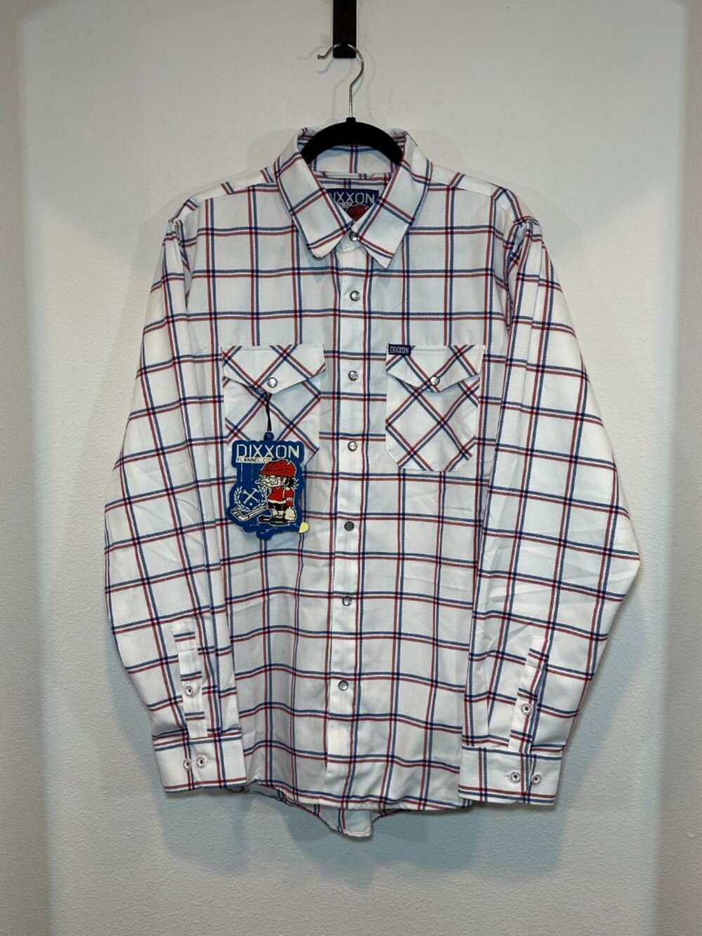 NWT Dixxon Flannel Men's Cross Check Hockey Pearl Snap Shirt Size Large